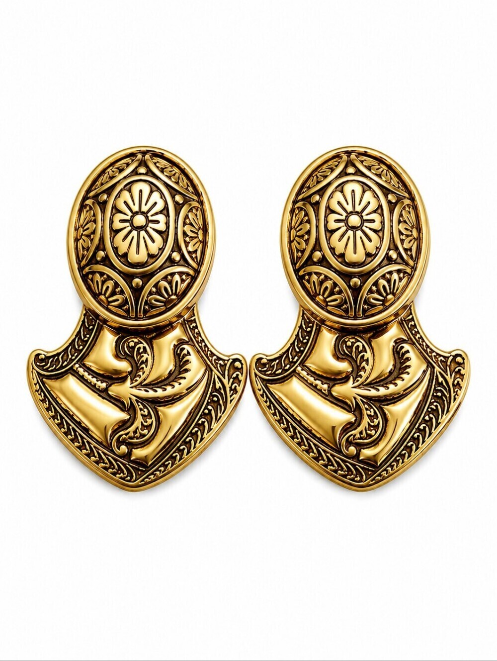 VTG BEN-AMUN Chunky Statement Clip-on Etruscan Warrior Castlecore Earrings